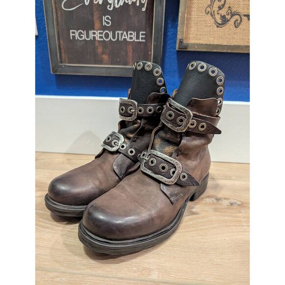 A.S. 98 Women's Industrial Moto Buckle Boots EU 38 US 7.5-8 Steampunk - Picture 5 of 11